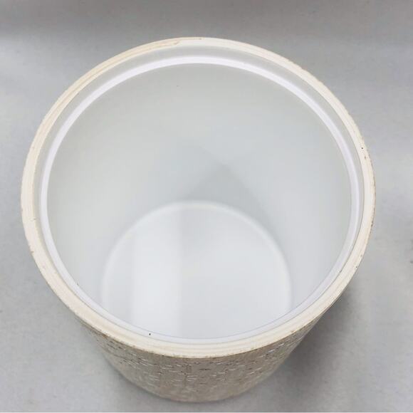 NWOT AMG Global Bathroom Accessories Container Mosaic Tan and White Pattern - Picture 4 of 16